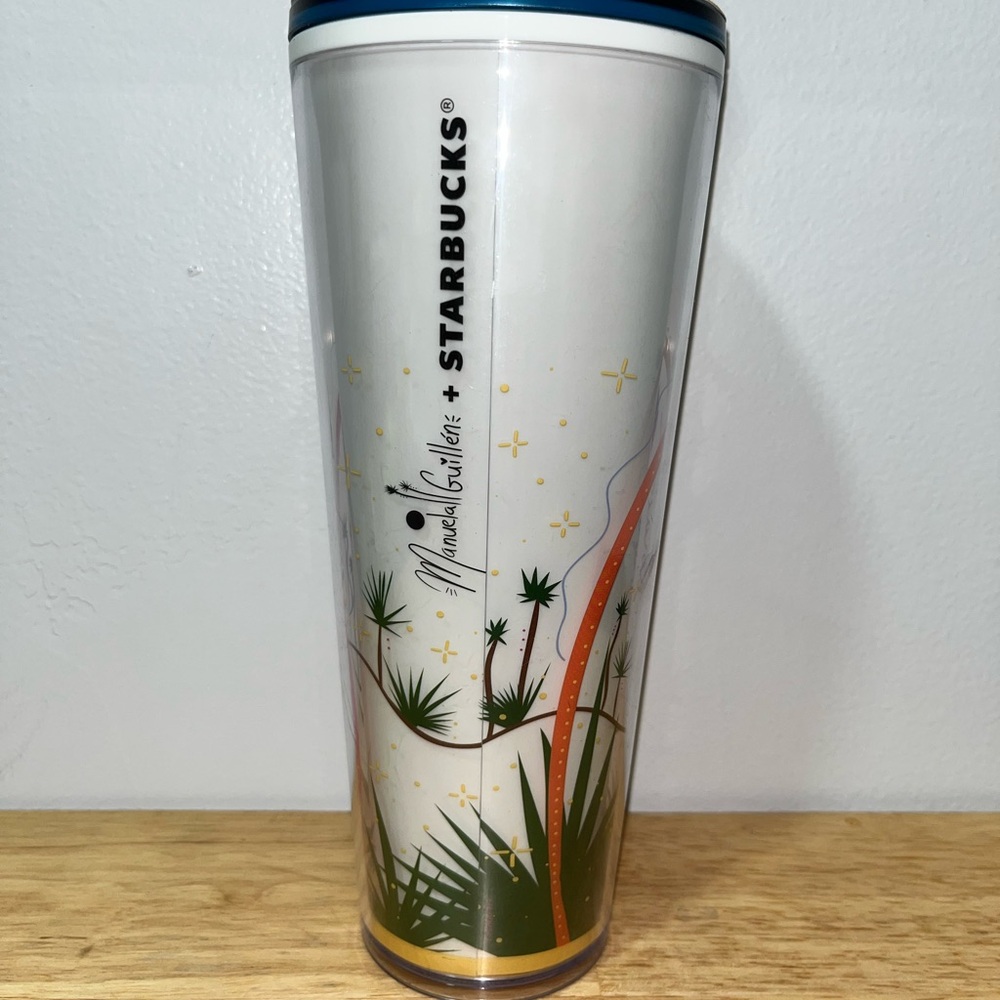 Starbucks Tumbler with Green and Orange Tropical Design